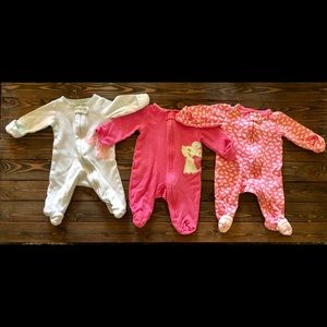 3 newborn girl onesie pjs